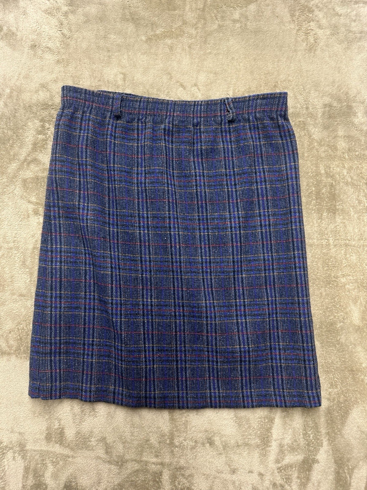Vintage Skirt Katie Brooke Brown Plaid Wool Blend Lined Pencil size 8
