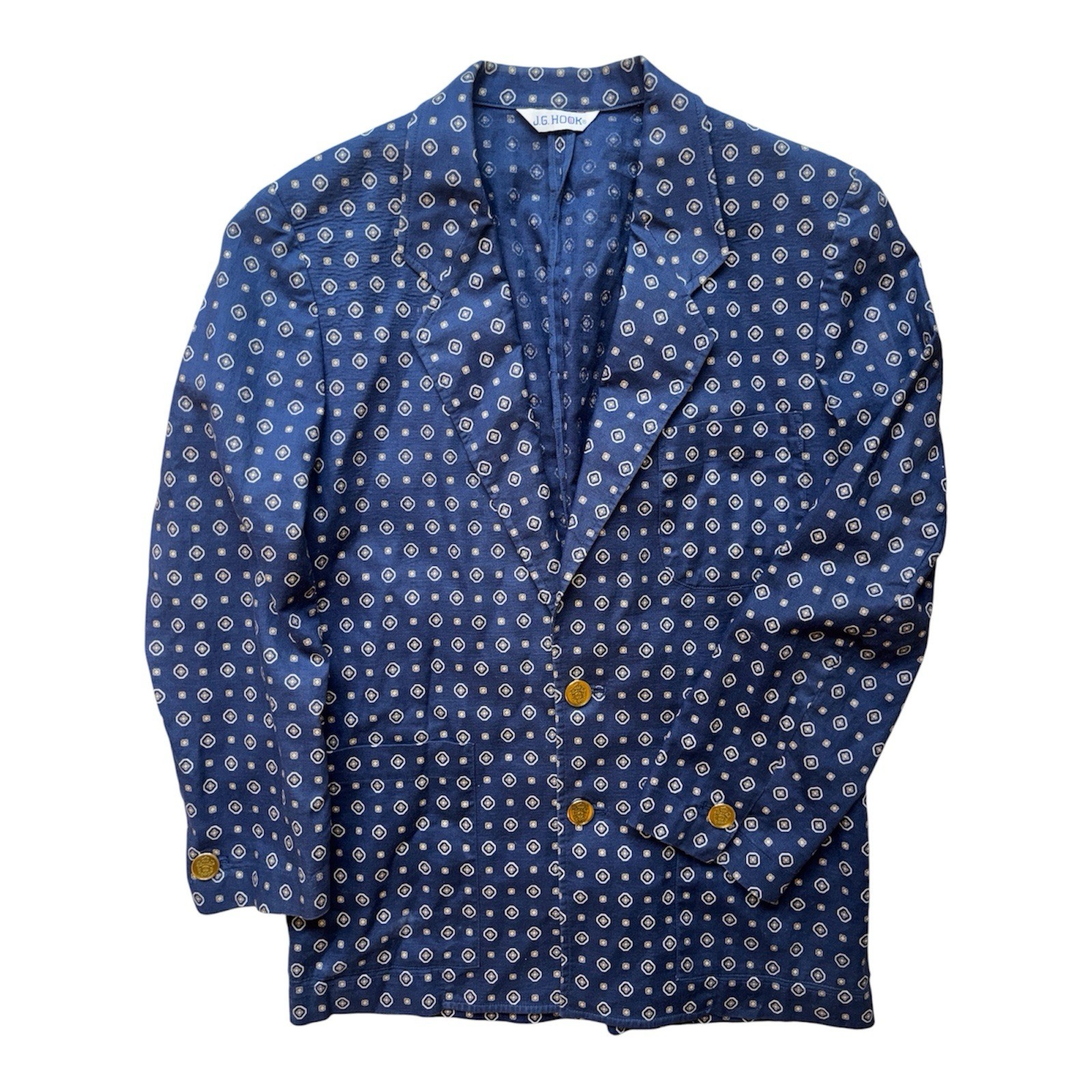 JG Hook Vintage Blue Linen Cotton Women’s Blazer Jacket Menswear Inspired Size 8