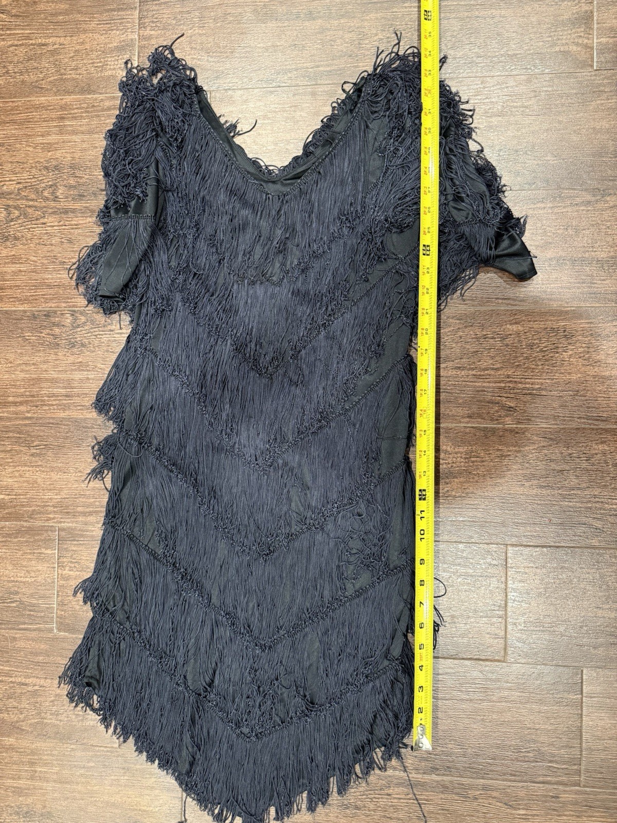 Vintage 1980s Mister Jay Fashions Black Fringe Flapper Cocktail Dress Size 8
