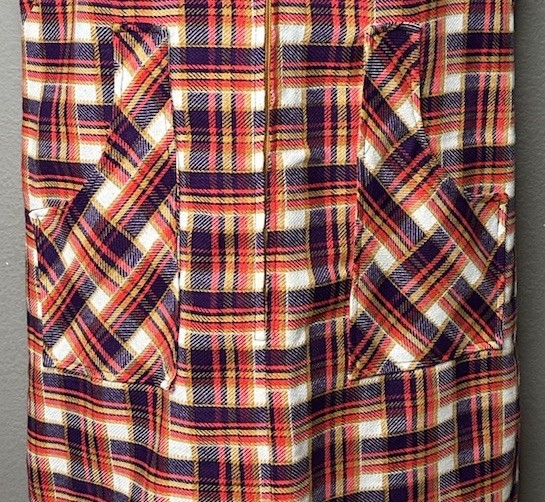 Plaid Jumper Dress Dutchmaid 70s Zip Front Pockets Size 38 Vintage