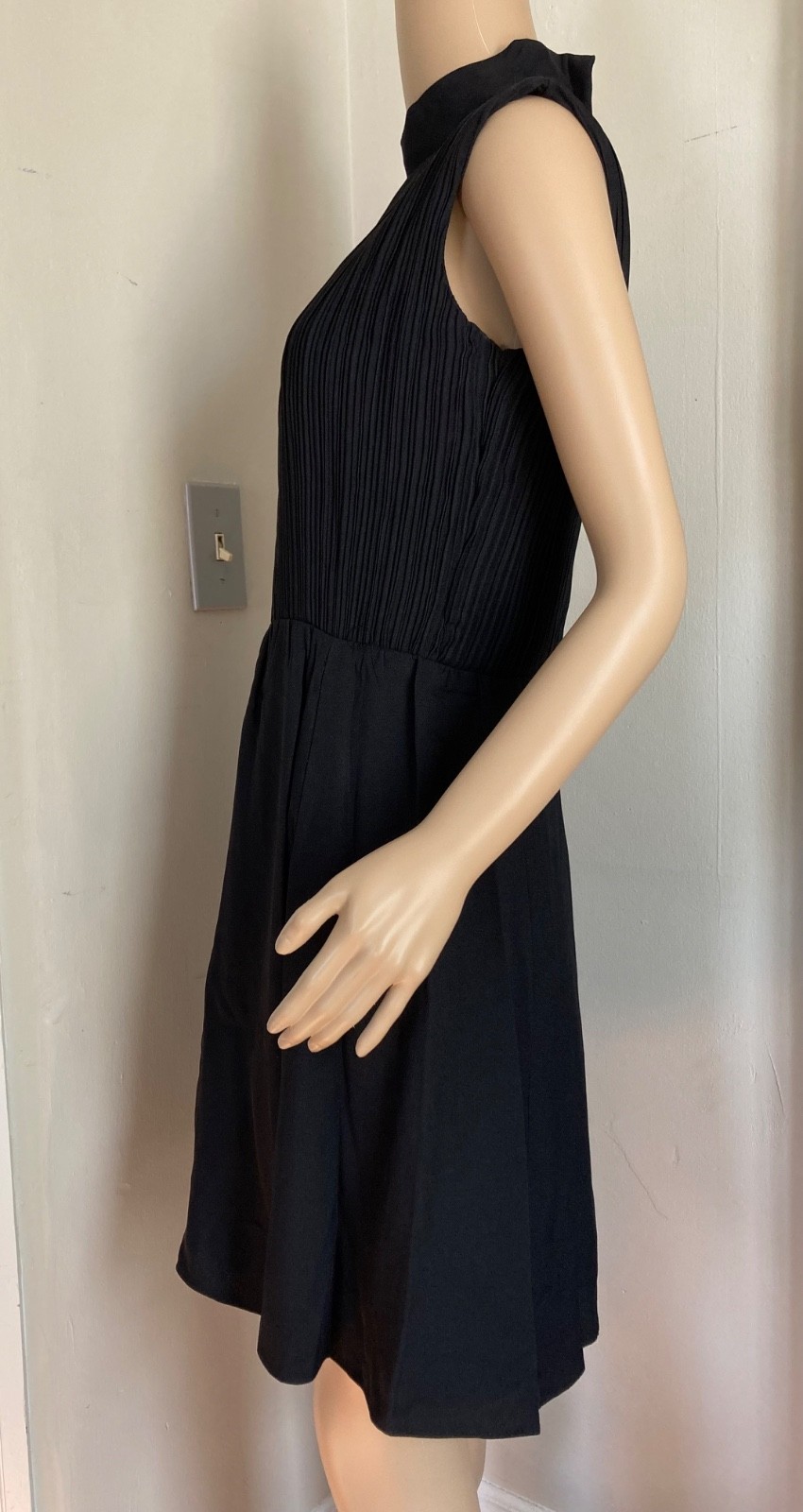 Vintage 60s Mod GoGo Cocktail Party Black Pleated Mini Dress Size Small/XS