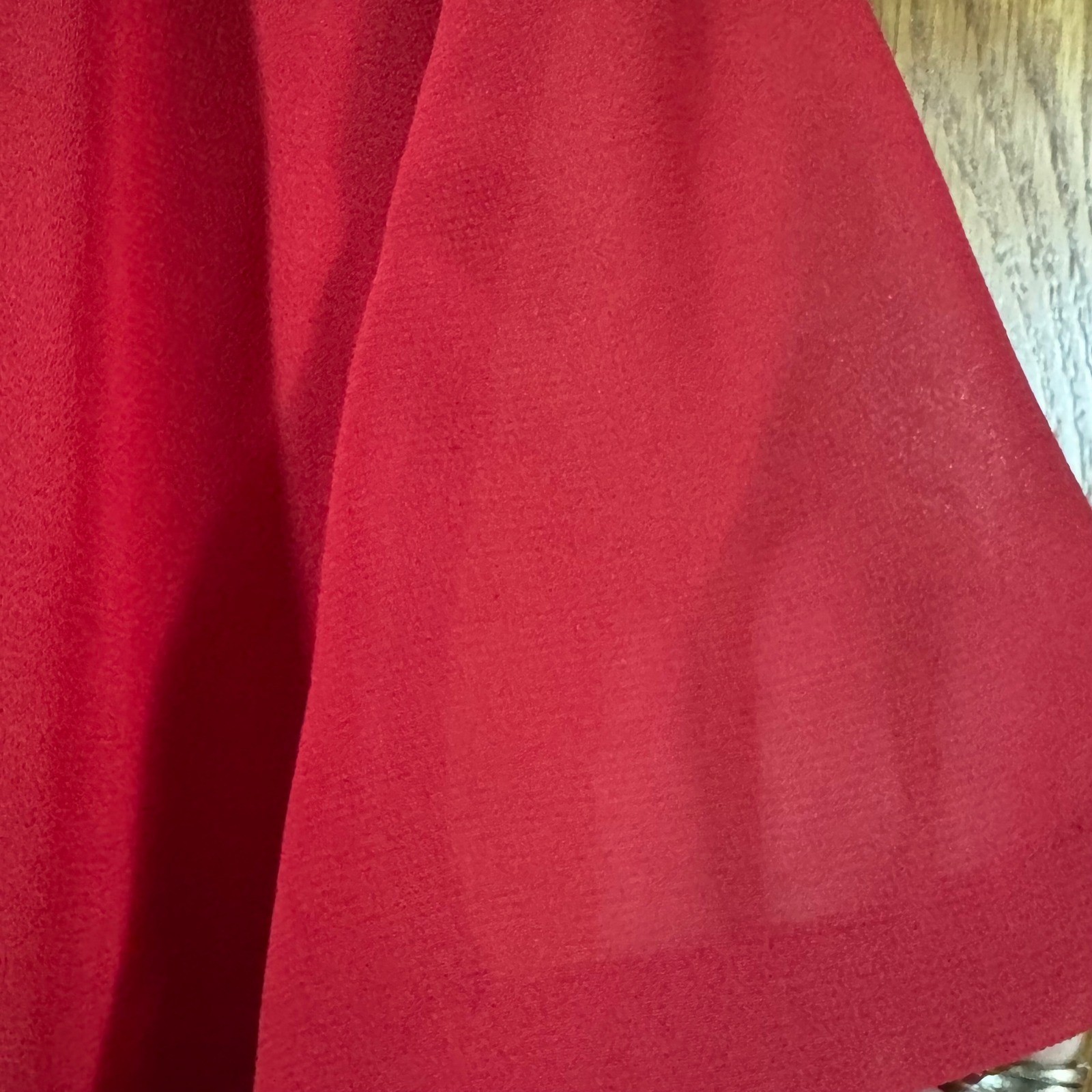 Vintage JBS Ltd Red Faux Wrap Chiffon Midi Dress Womens 12 Short Sleeve 932282