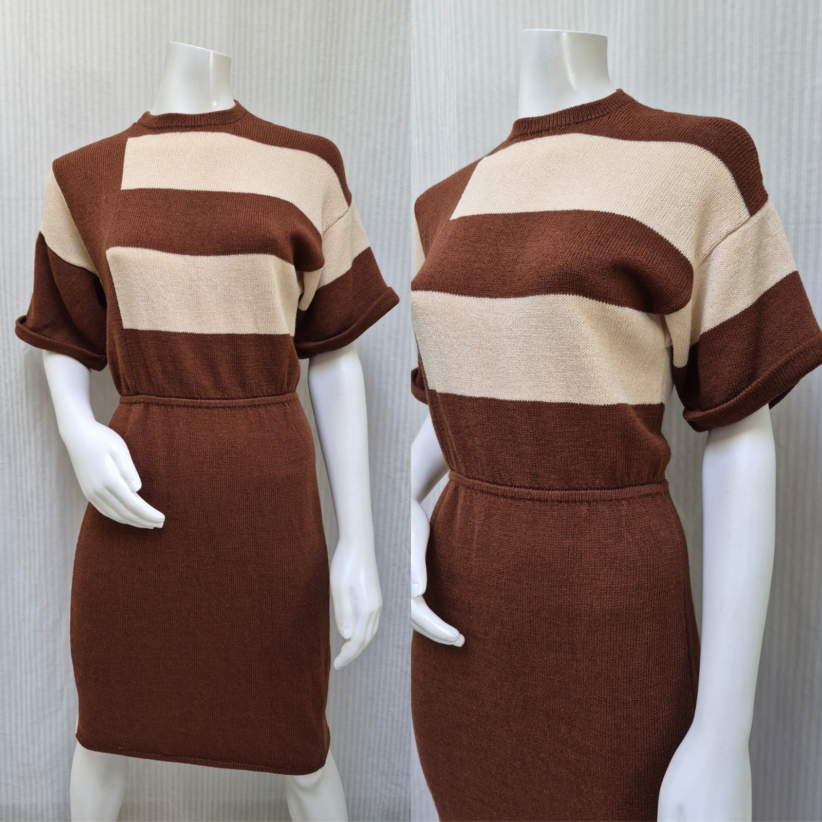 Vintage 70s ST JOHN Neiman Marcus Brown Santana Knit Dress – Size 10 – EUC
