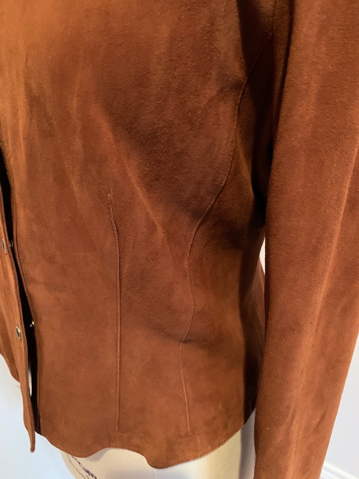 Vintage Designer Suede Jacket, Snap Front, Soft as Butter, Rust color, Size L