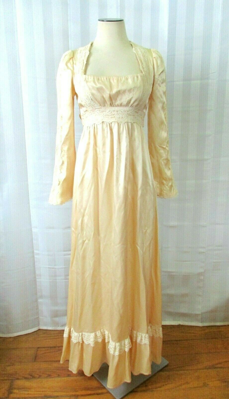 Vintage Gunne Sax Wedding Gown Maxi Dress 1970s Empire Waist 34 36 Bust Gunnie