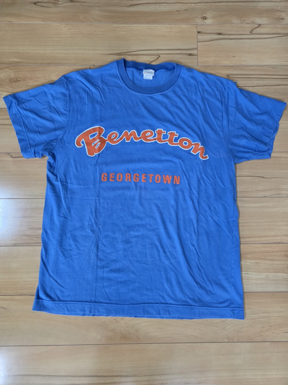 Vintage Benetton 80’s Georgetown Blue T-shirt Women’s XL Made In Italy Rare