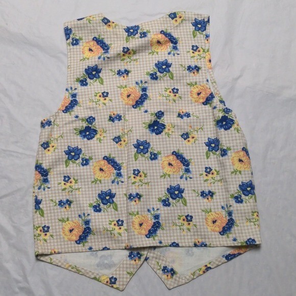 Vintage 90s Floral Print Cottagecore Festival Button Up Vest Size Medium