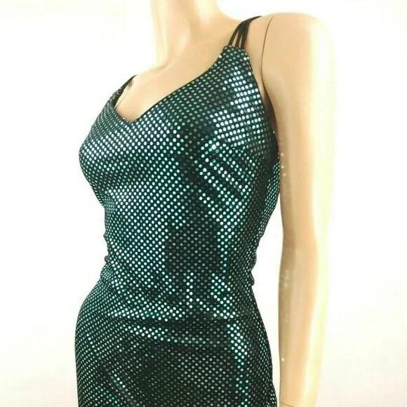 Vintage 90’s LA Glo Black Beaded Velour Formal Prom Dress Size 3/4