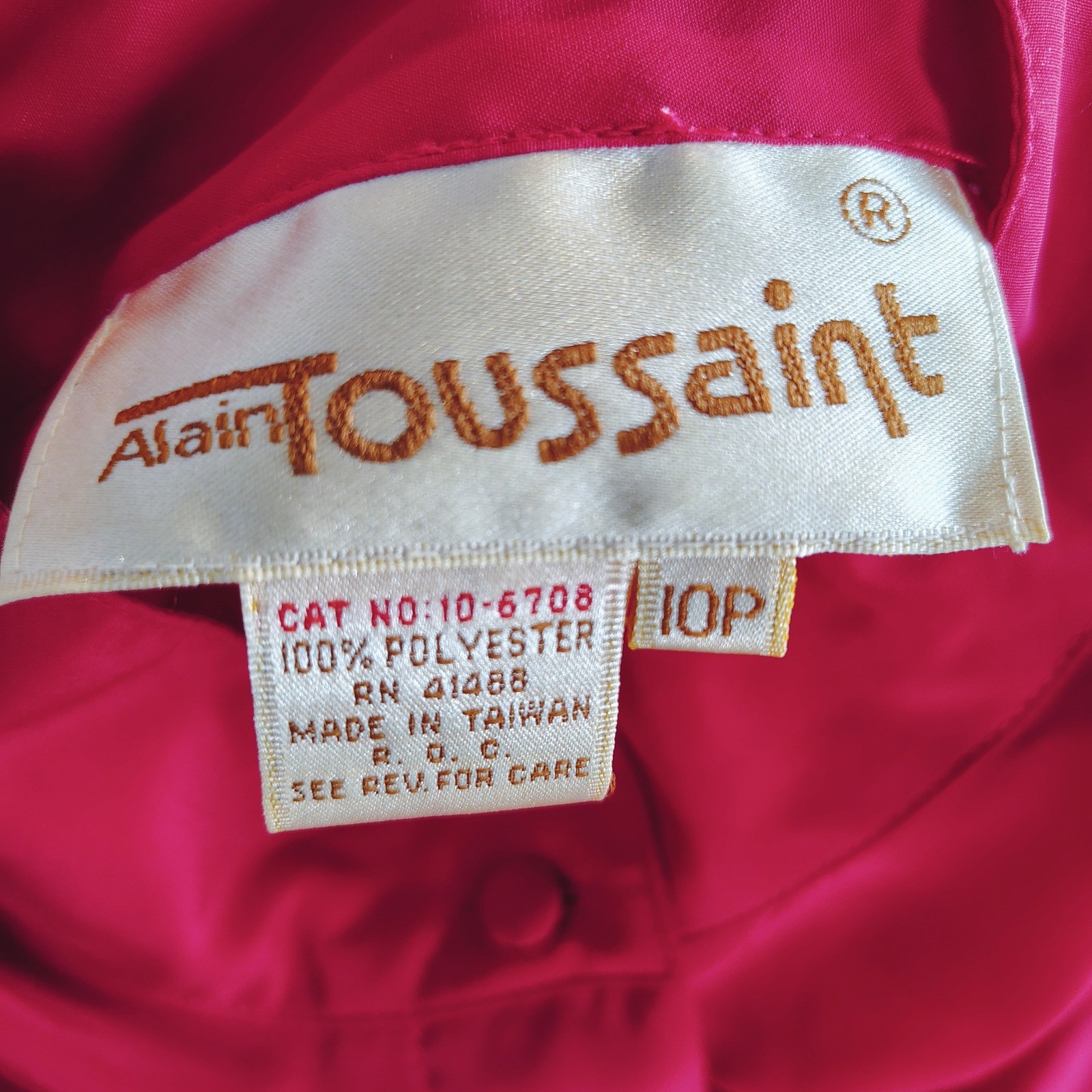 Alain Toussaint Vintage 80s Red Belted Midi Dress Mock Neck Shoulder Pads 10P