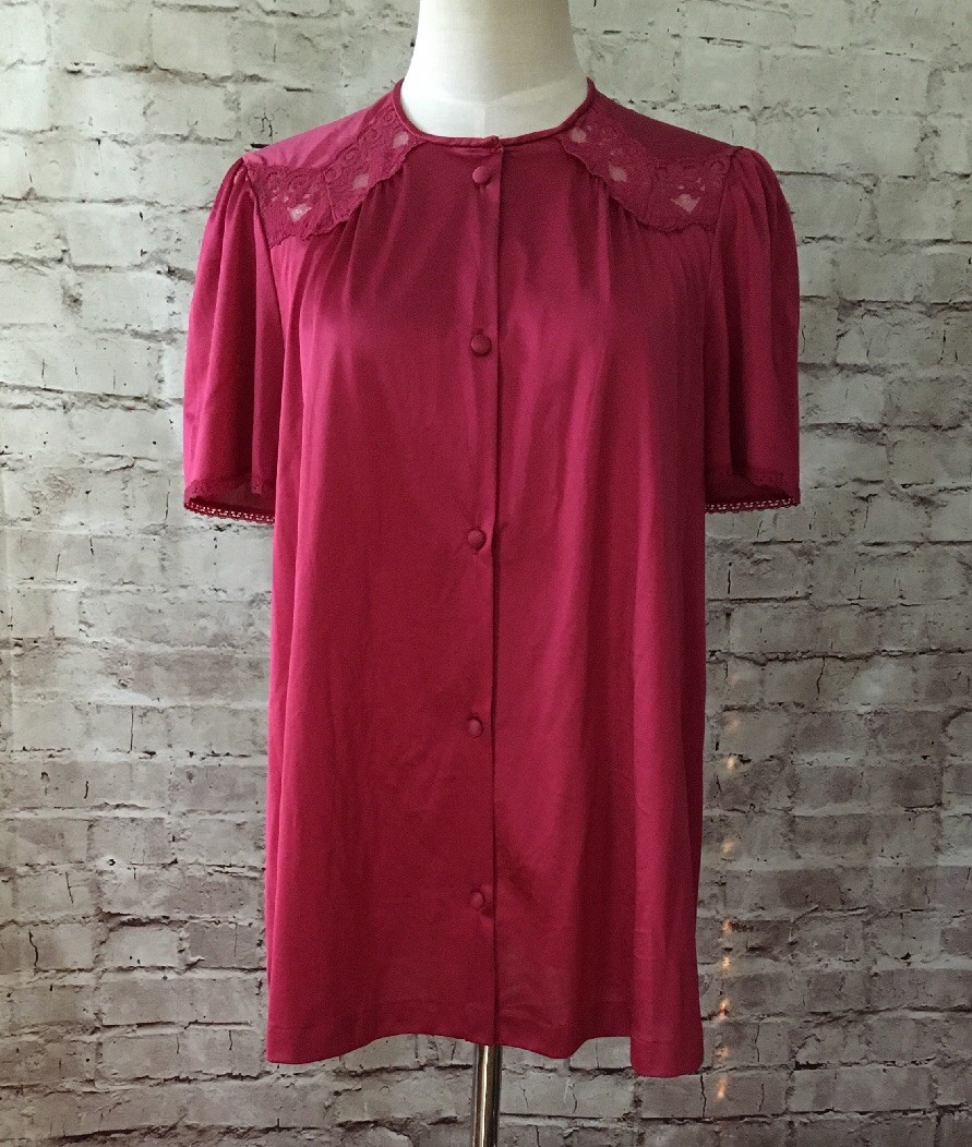 Vintage Vanity Fair Burgundy Womens Small 2 Pc Sleepwear Set Pajama Shirt & Pant