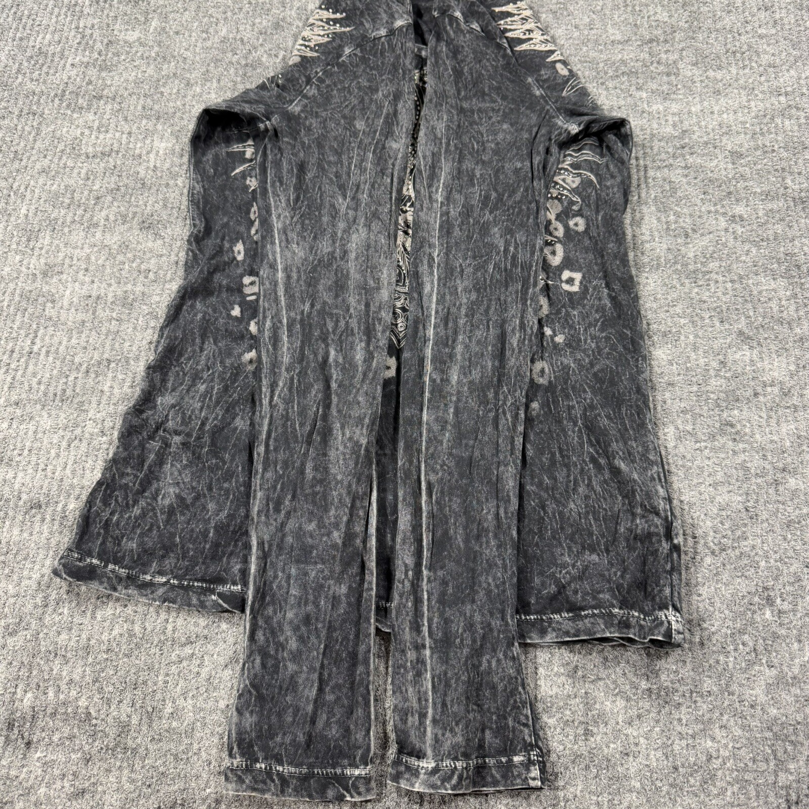 VTG Y2K Women’s Sexy Affliction Style Black Wings Cyber Goth Beaded Shirt Large