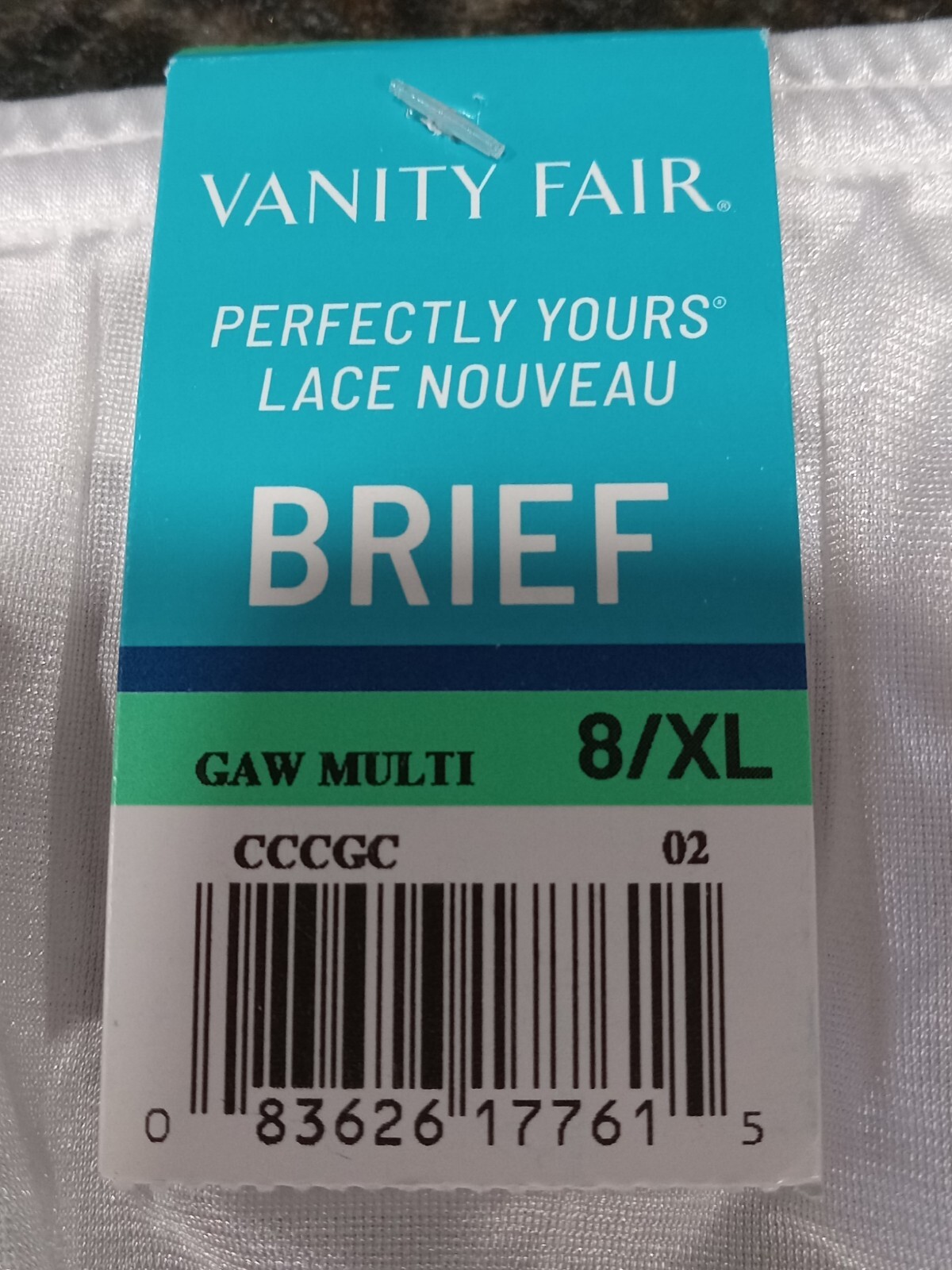 NWT Vanity Fair White Perfectly Yours Lace Nouveau Silky Panties Sz 8/XL 13-001