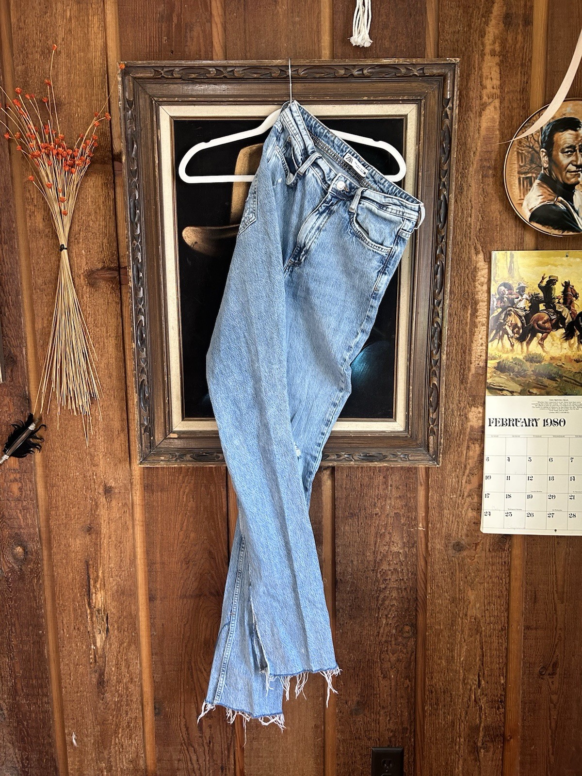ZARA Women’s Distressed Blue Jeans Denim USA 6 Split flare Y2K
