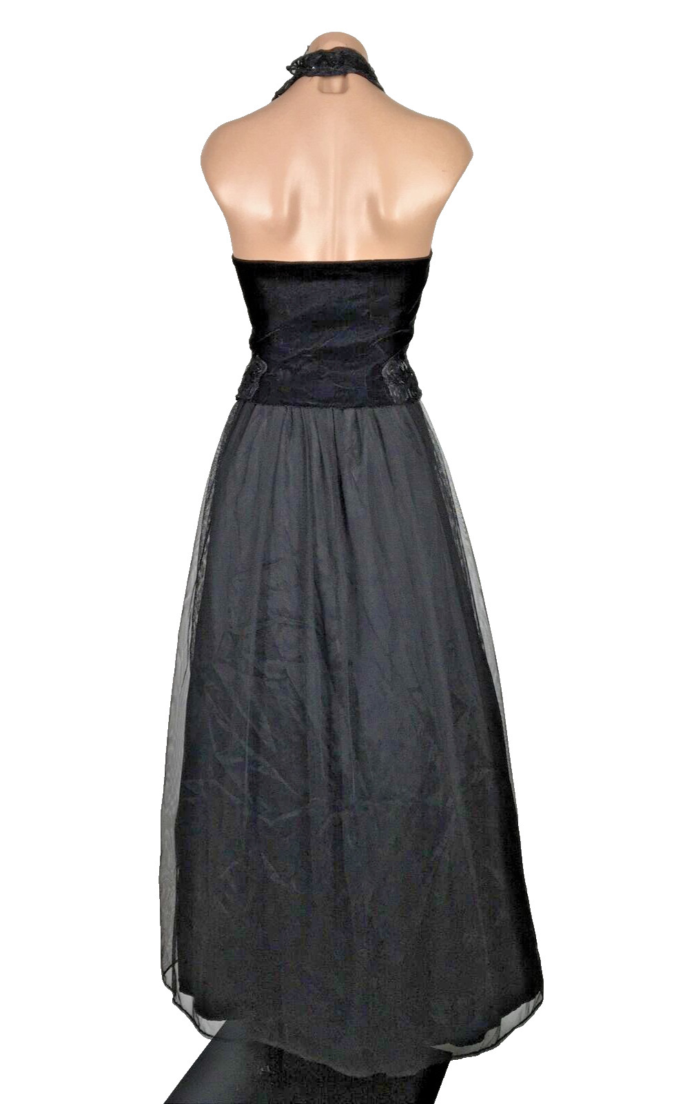 Vintage L.A. Glo 3/4 Goth Glam Party/Cocktail 2pc Halter Tulle Dress Prom y2k