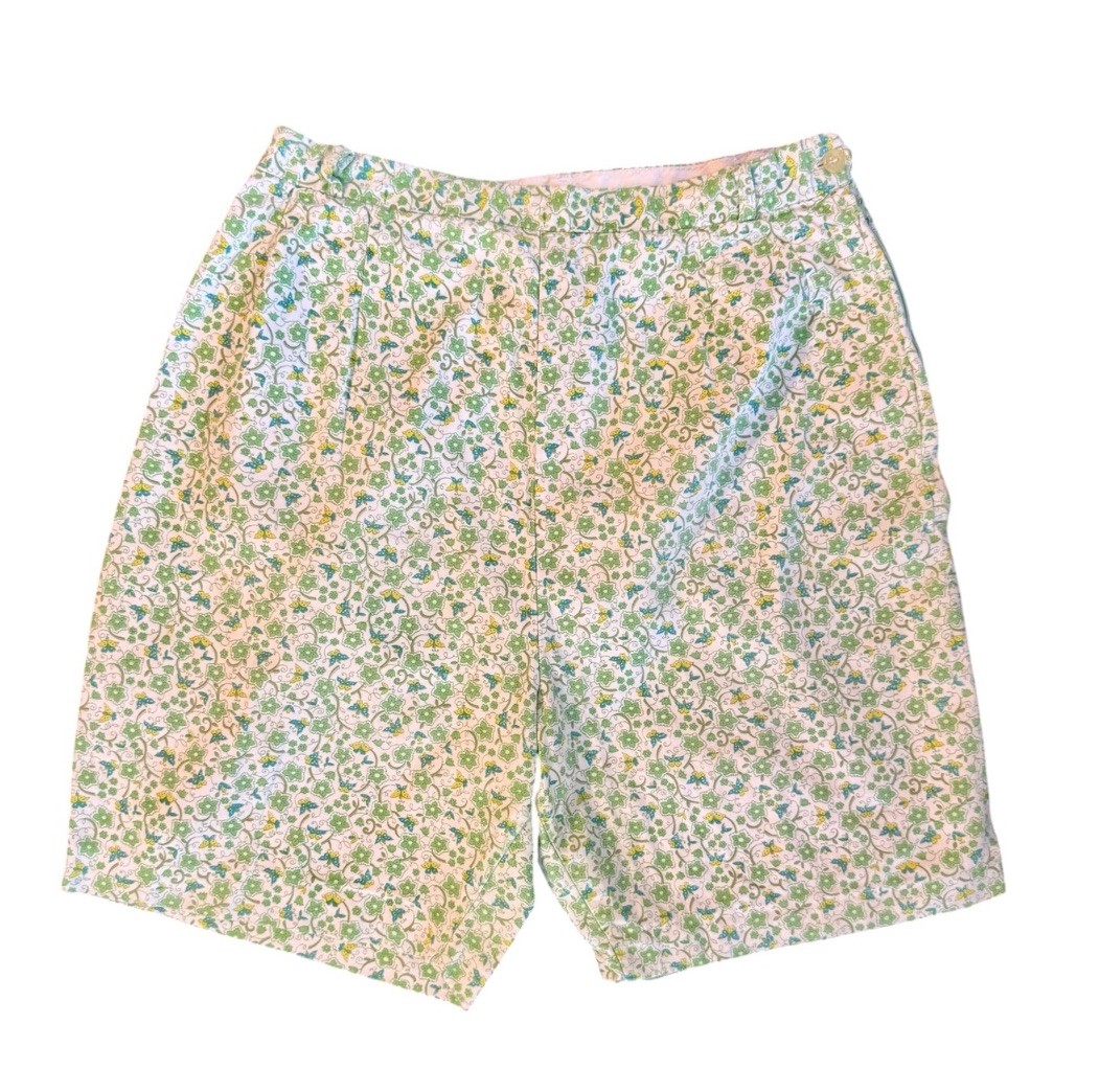 Vtg 50s Regal Of California Green Floral Hi Waist Shorts M Sanforized Cottage 28