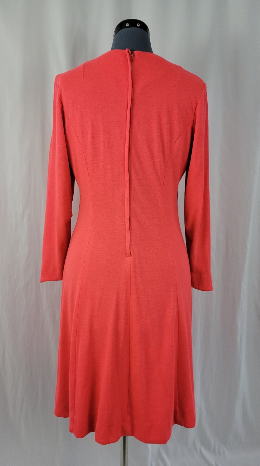 Vintage Lady Carol Coral Knit Princess Seamed Dress w Lining Size MED?