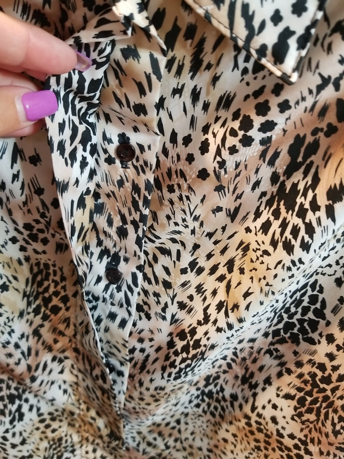 Vintage Haband For Her Women’s 16 Leppard Print L/S Button up Blouse Mob Wife