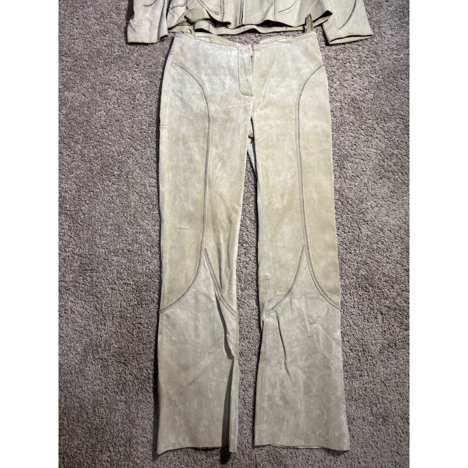 Wilsons Leather Maxima Suede Jacket and PantsSet Vintage Western Sage Green 2 XS