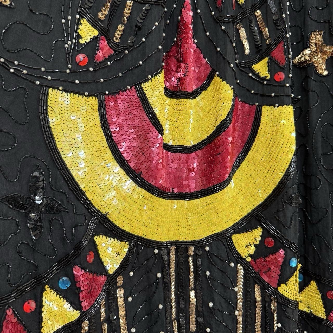 Vintage 100% Silk Hand Beaded Sequin Jacket Duster Made in India Free Size