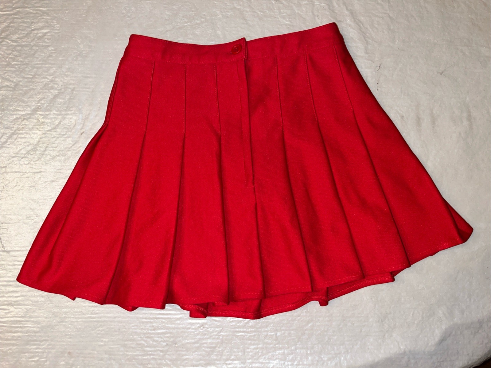 vtg USA MADE Varsity Spirit Fashions red pleated mini skirt Lions cheerleader 6