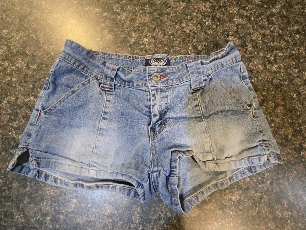 Vintage Y2K Angel Denim Shorts Size 9 (28″ Waist) Authentic Early 2000s