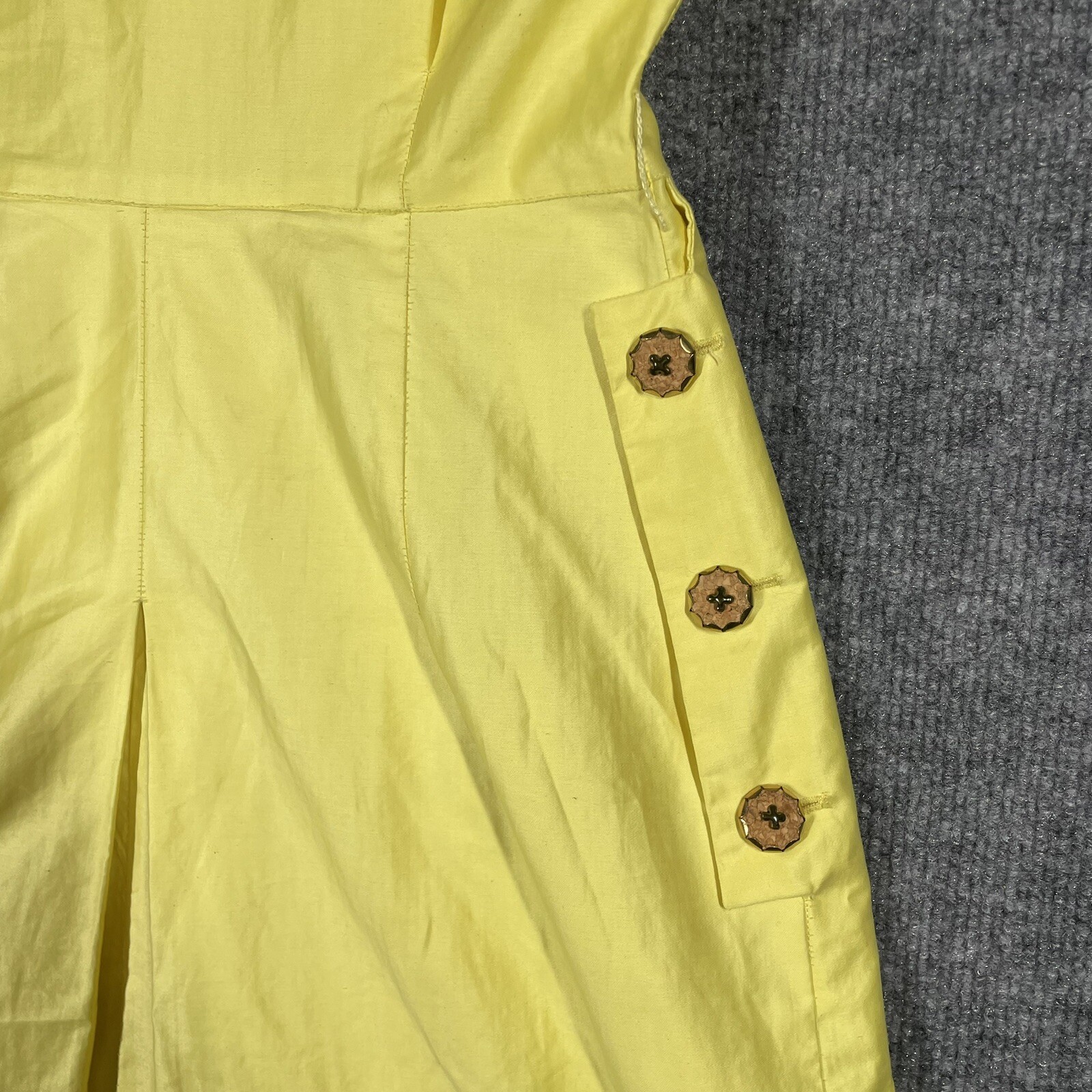 VINTAGE 50s Town & Country Club Dress Small Polished Cotton Day Tea Swing Yellow