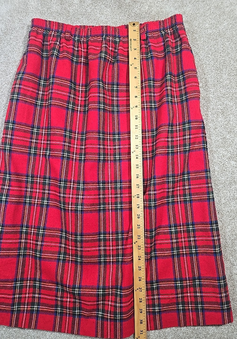 Prestige Sportswear Vintage Tartan Plaid Wool Blend Skirt USA Made Pockets Sz 14