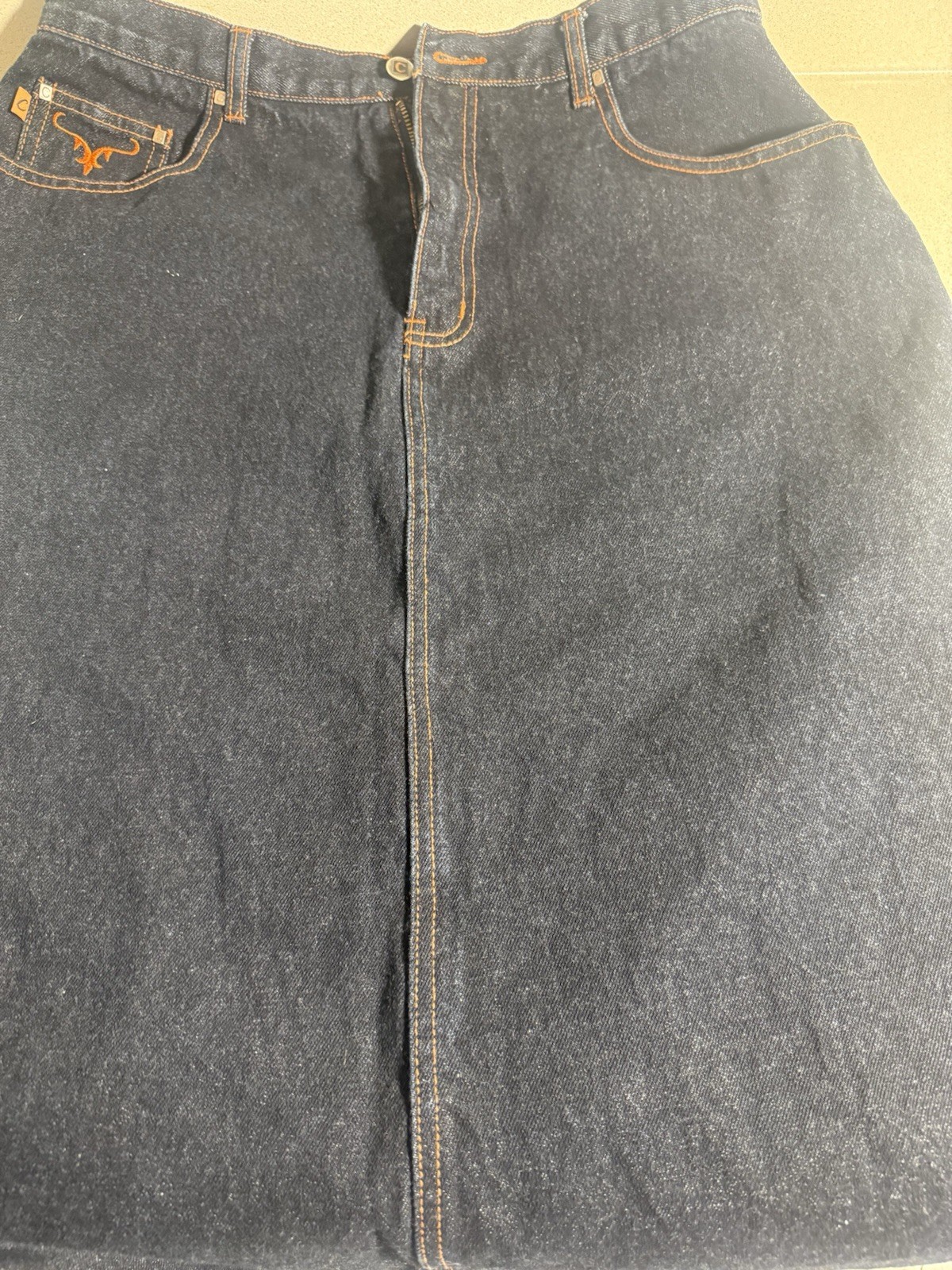 Vintage Y2K Crest Jeans The Collection Dark Blue Denim Long Skirt Sz 13/14