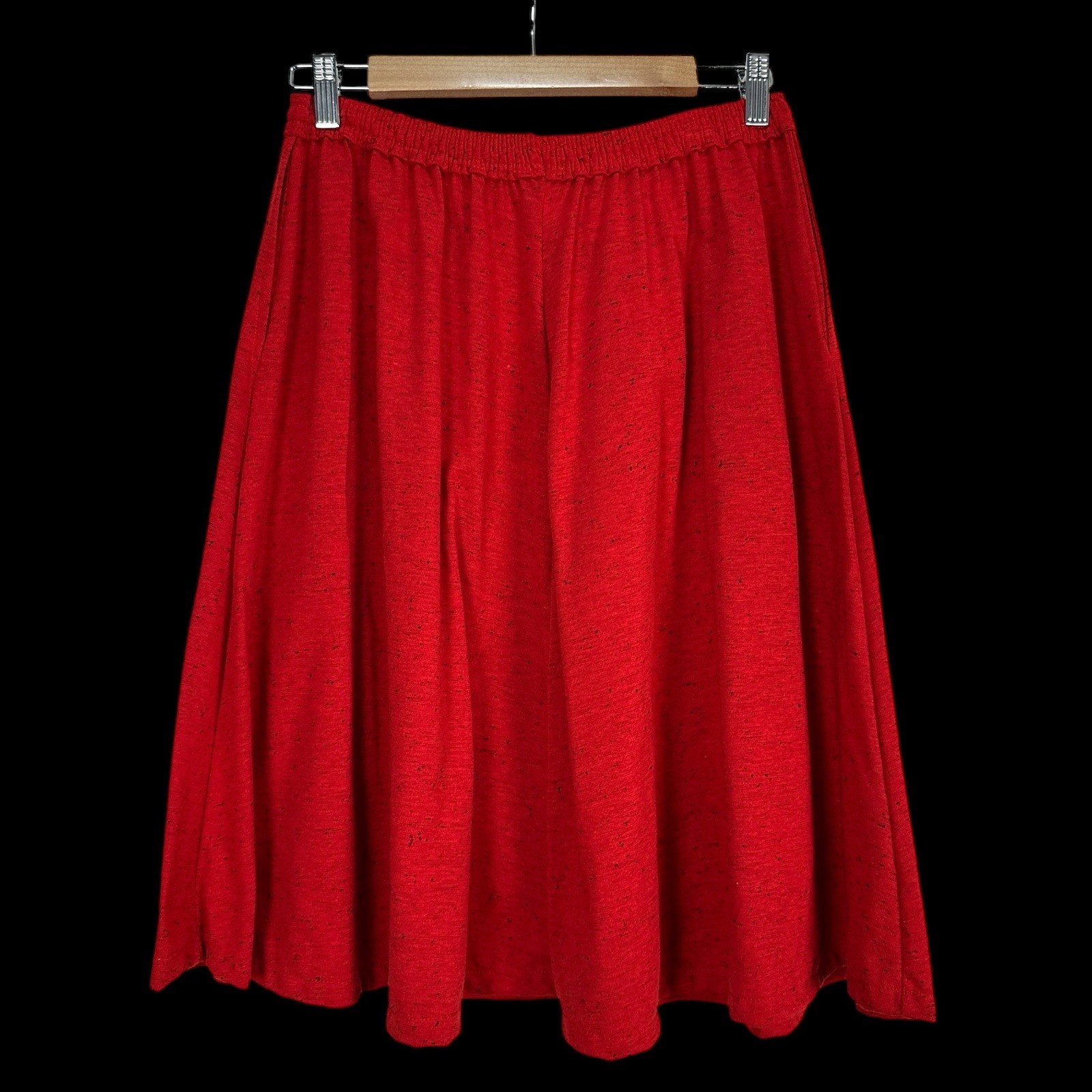 Vintage MoonCraft Red Speckled Midi Skirt Elastic Waist Made in USA Skater Med