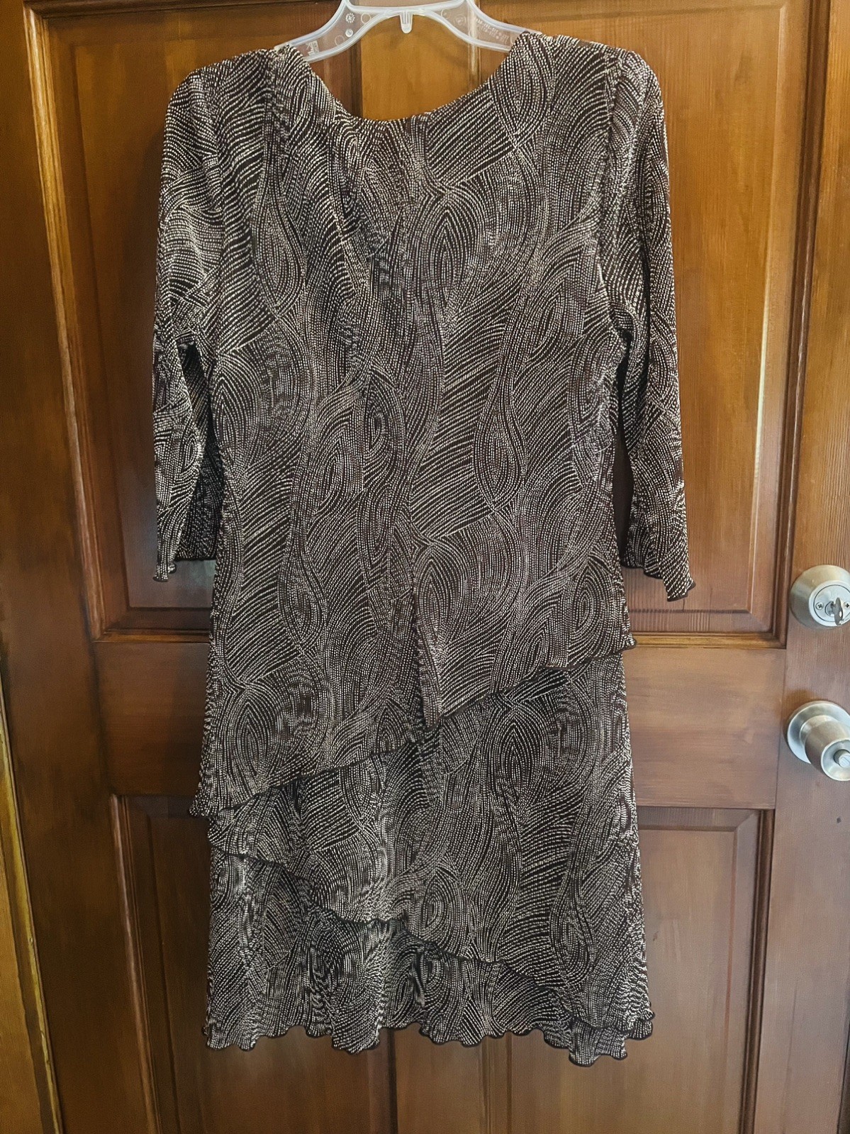 CONNECTED WOMAN 10P Brown&Beige Dots Swirl Design Layered Dress