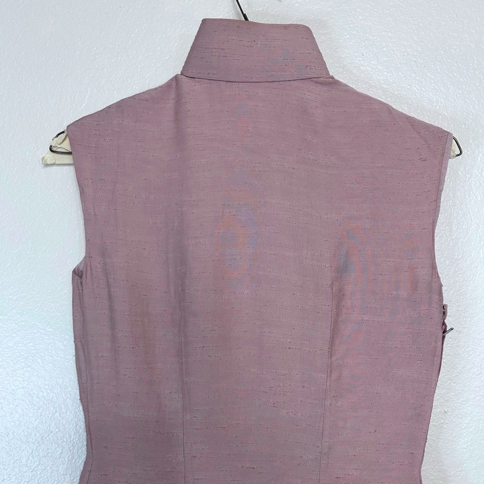Women’s S Mauve Pink Mandarin Collar Cheongsam Dress Sleeveless Silk Oriental