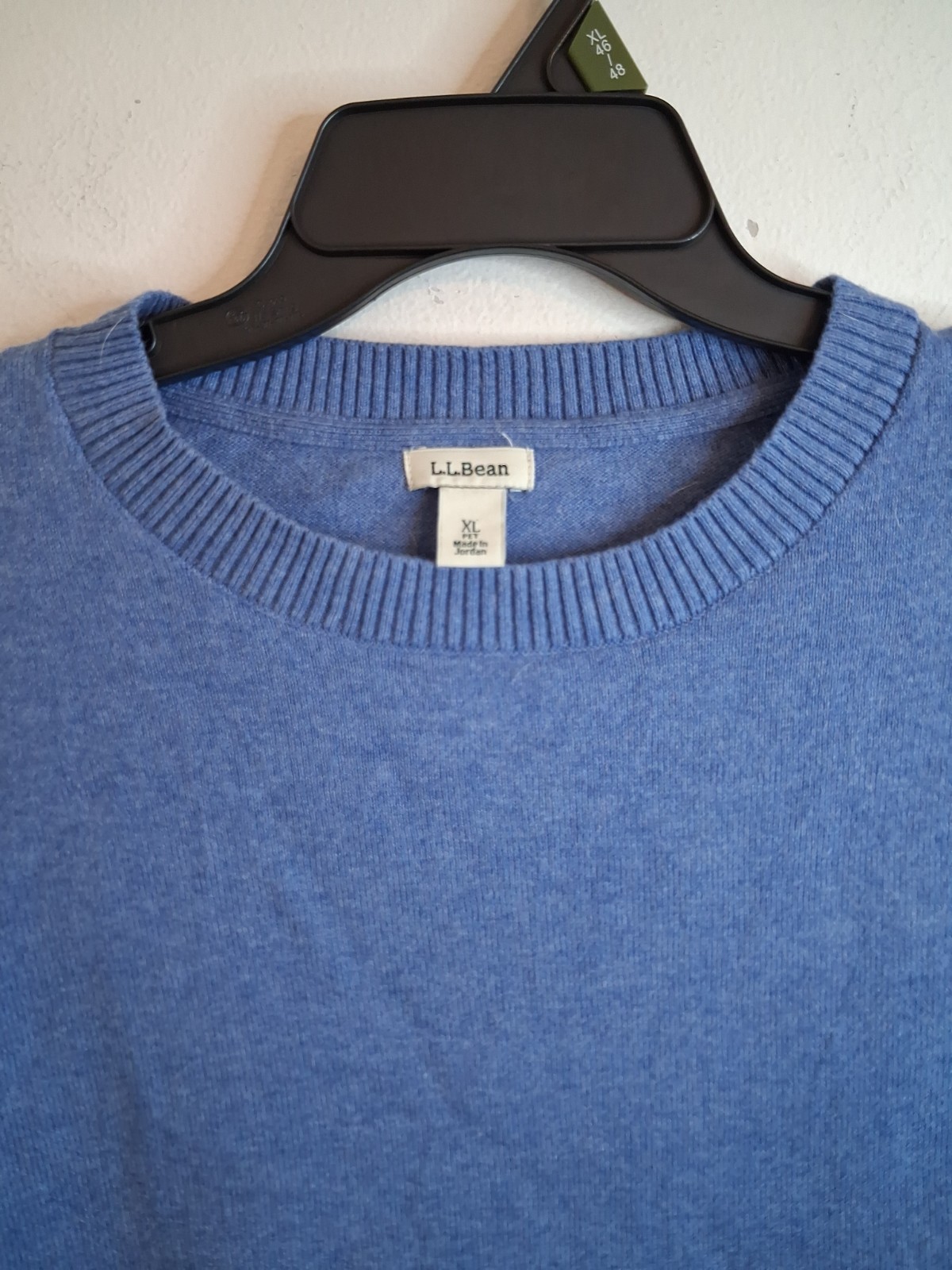 LLBean Cashmere Blend Crewneck Pullover Sweater XL Pet Blue Quiet Luxury Vtg