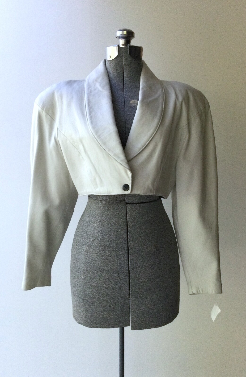 1980s North Beach Leather Cropped White Leather Jacket