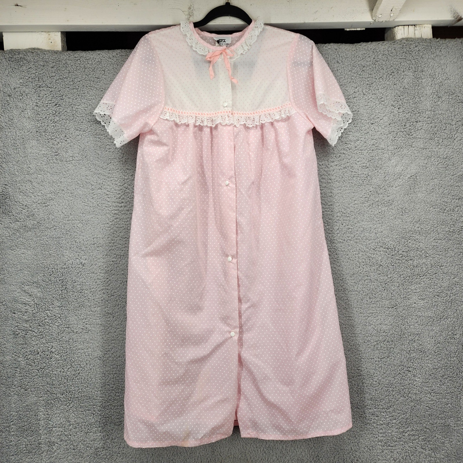 Vintage Tara New York Pink Heart Print Nightgown and Robe Set Small Housecoat