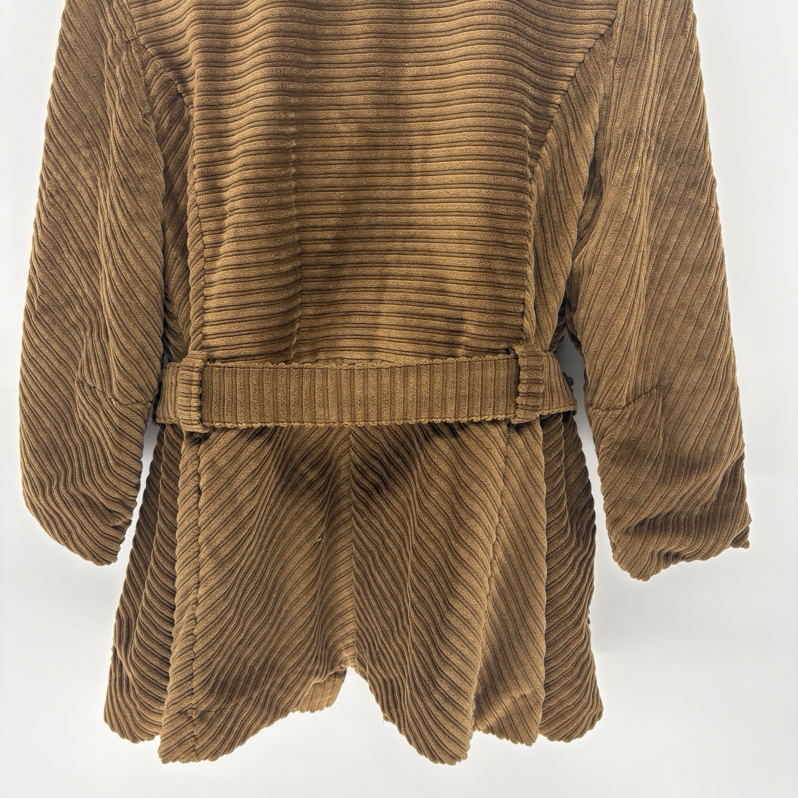 Vintage Sears Double Breasted Corduroy Jacket Belted Mid Length Hippy Women XL