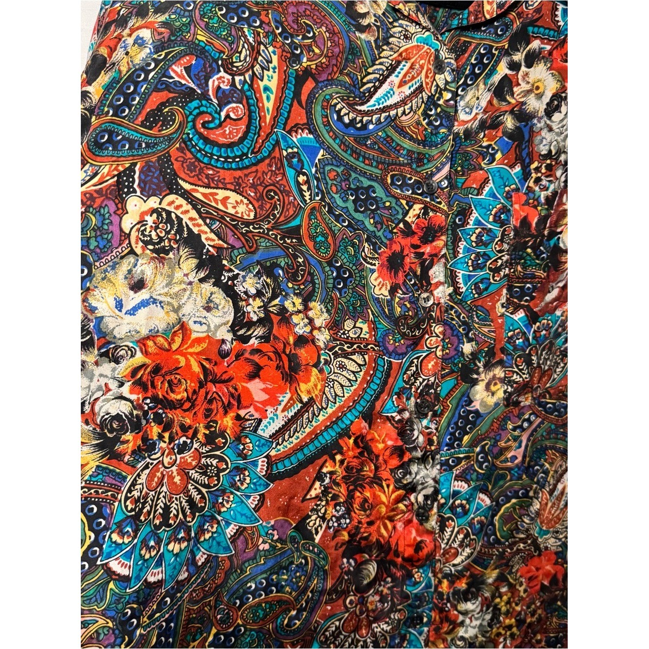 VTG Jane Ashley 100% Silk Paisley Floral Button Down Blouse Tunic M
