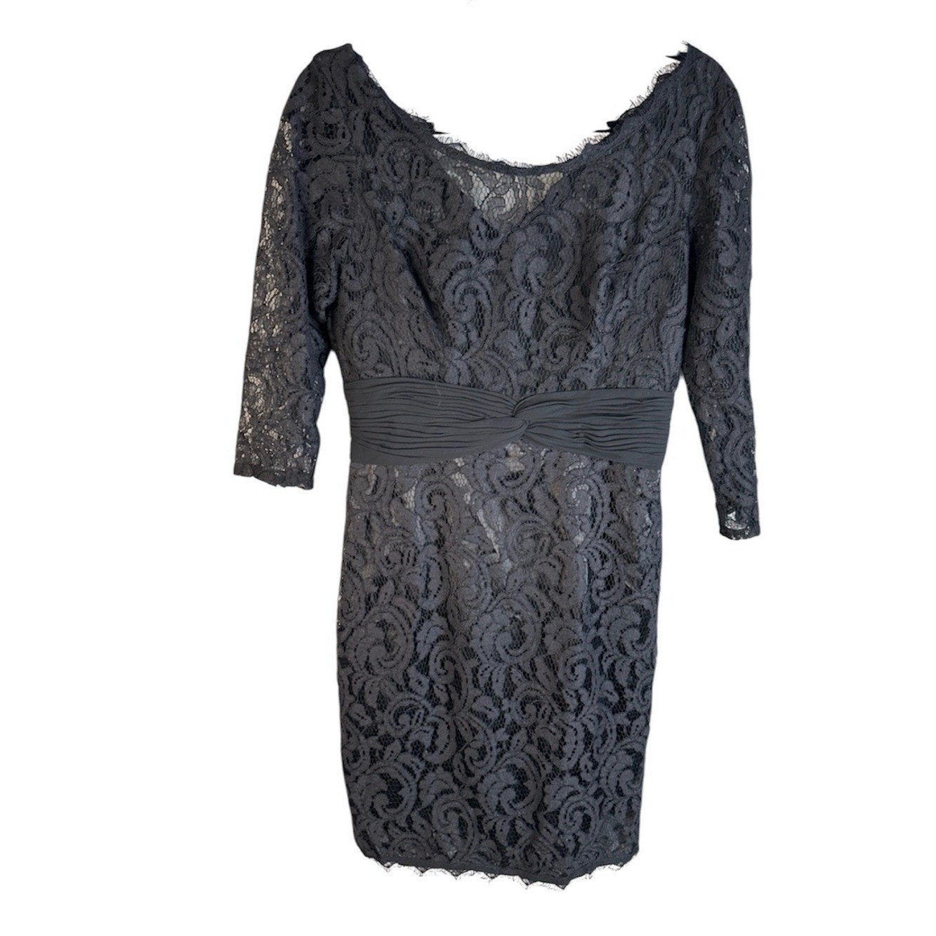 Unique Vintage Black Lace Classic Special Occasion Wedding Minimalist Dress Sz L
