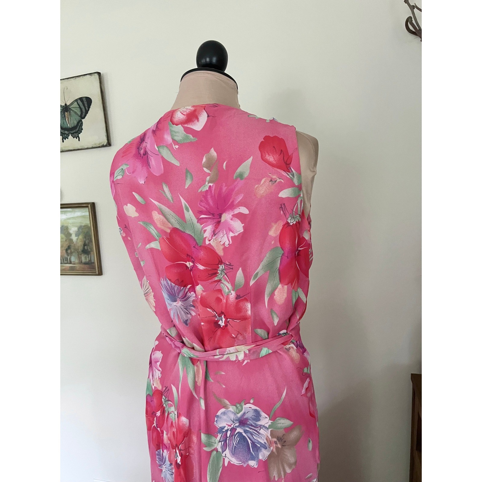 Vintage Lauren Ralph Lauren 1940’s Style Floral Silk Wrap Maxi Dress