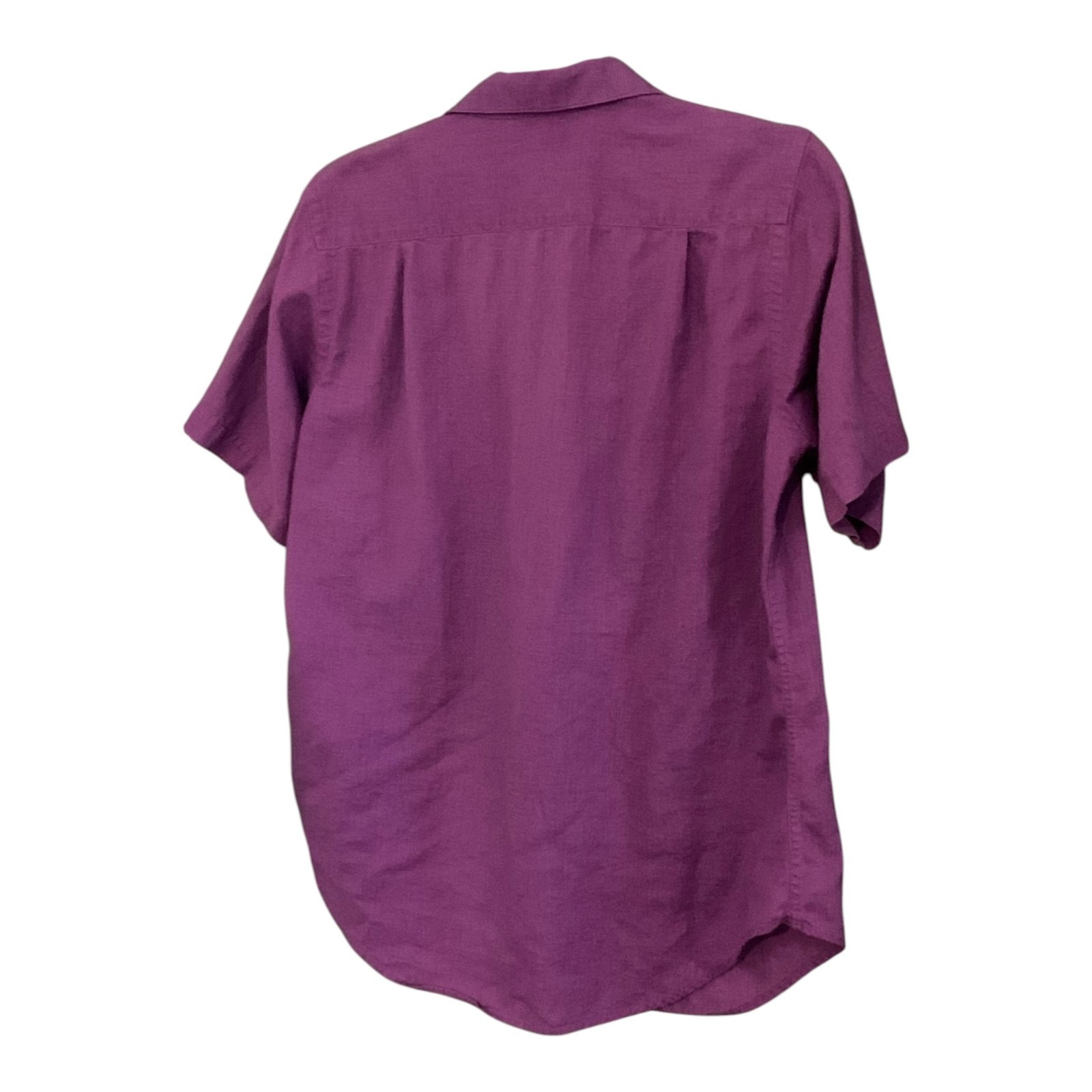 VTG 80s Lands End Purple Short Sleeve Button Down Shirt Size 12 Cotton Blend