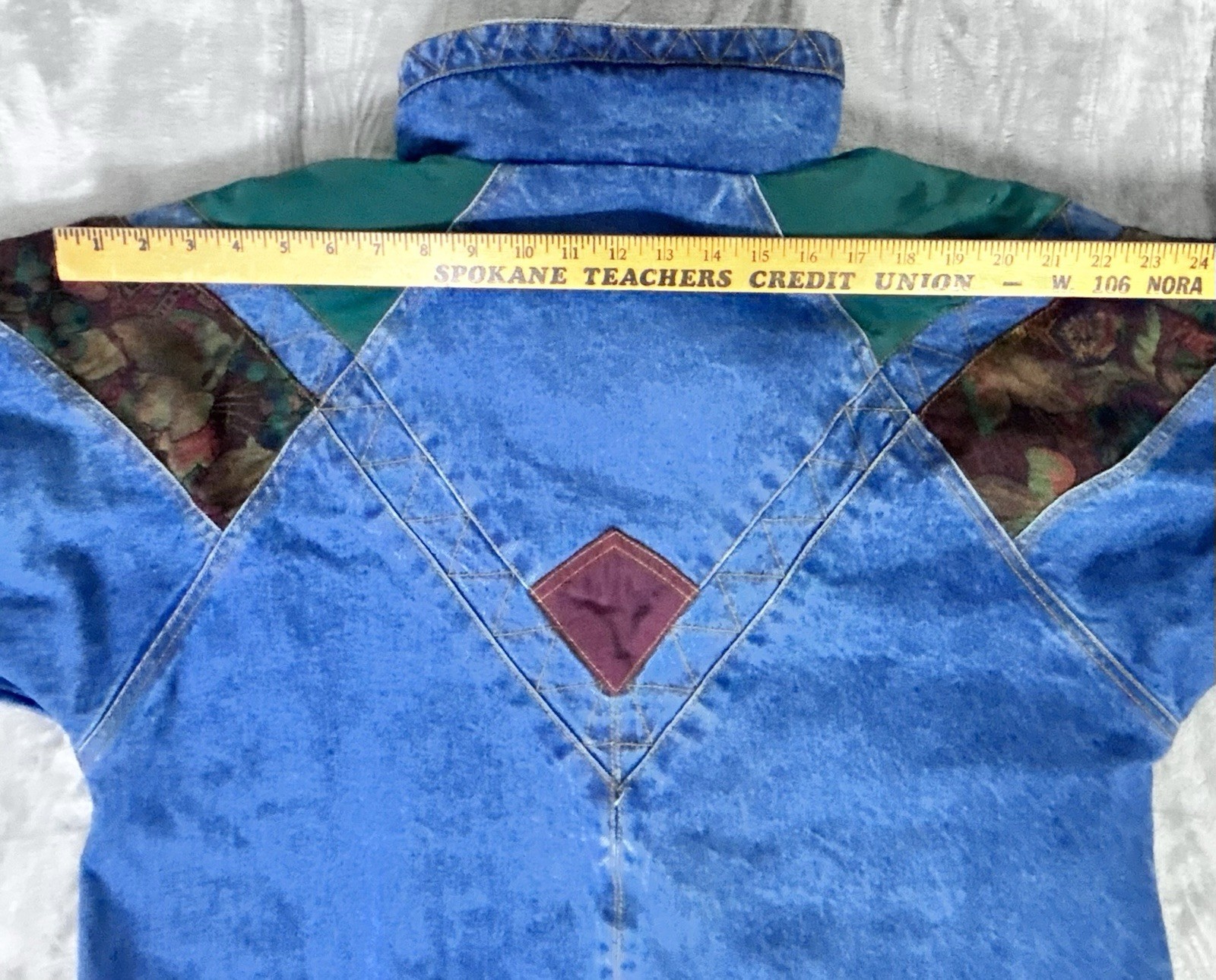 Vintage 80s Current Seen Denim Barn Jacket Floral Fleece Lined Womens Size M