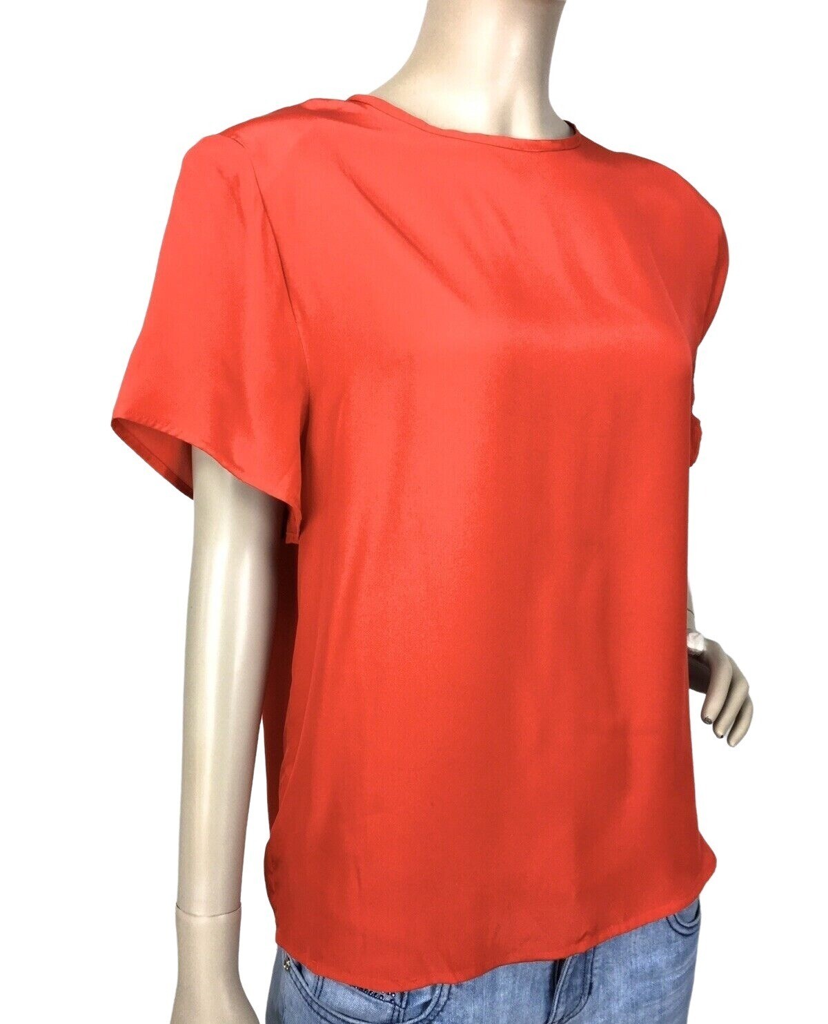 Hana Sung Red Sateen Dolman Sleeve Vintage Y2K 90’s Blouse Size S/M
