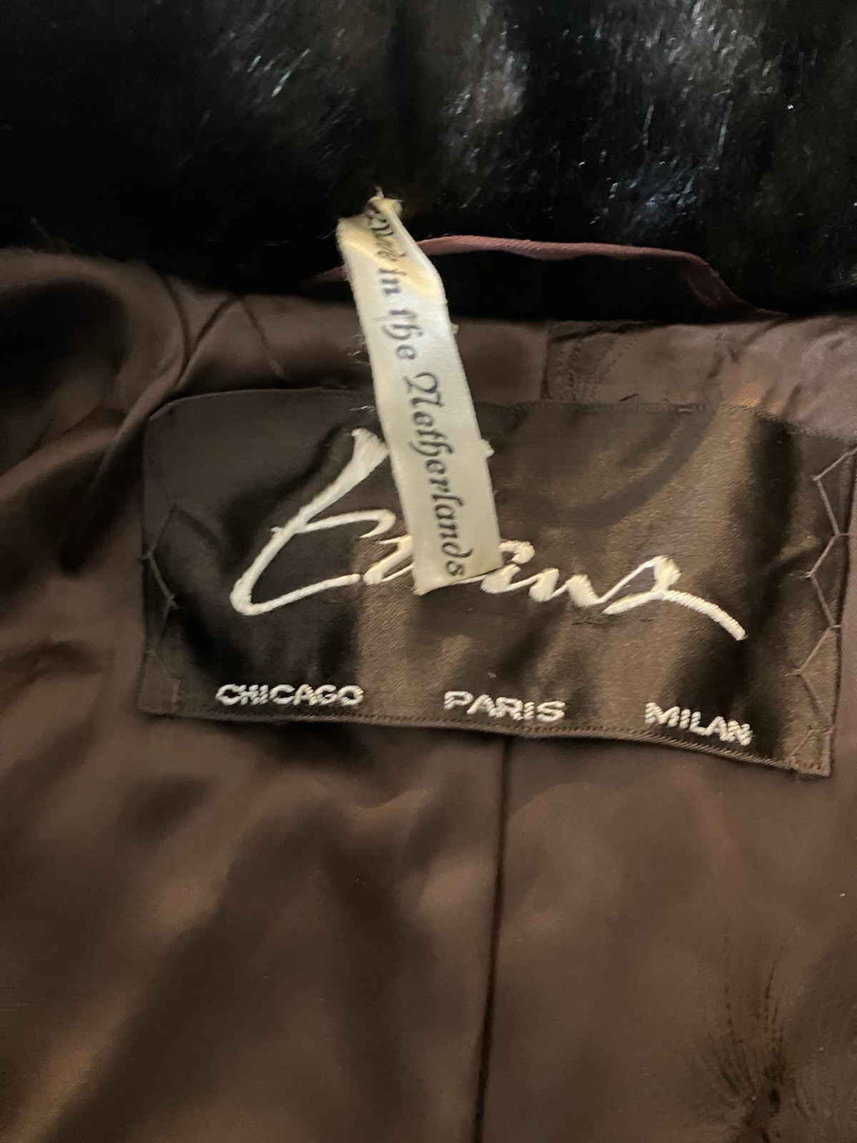 Vintage Evan’s Fur Chicago Tissavel Faux Fur Brown Made In Netherlands