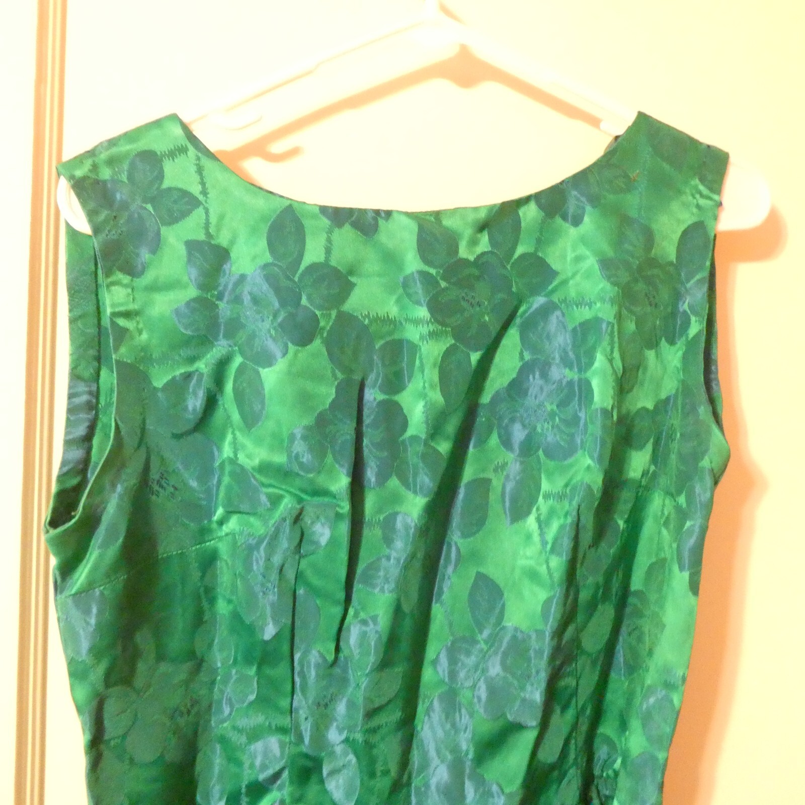Blue Green Floral Brocade Sleeveless Sheath Dress w/Jacket Small 4 NEEDS TLC