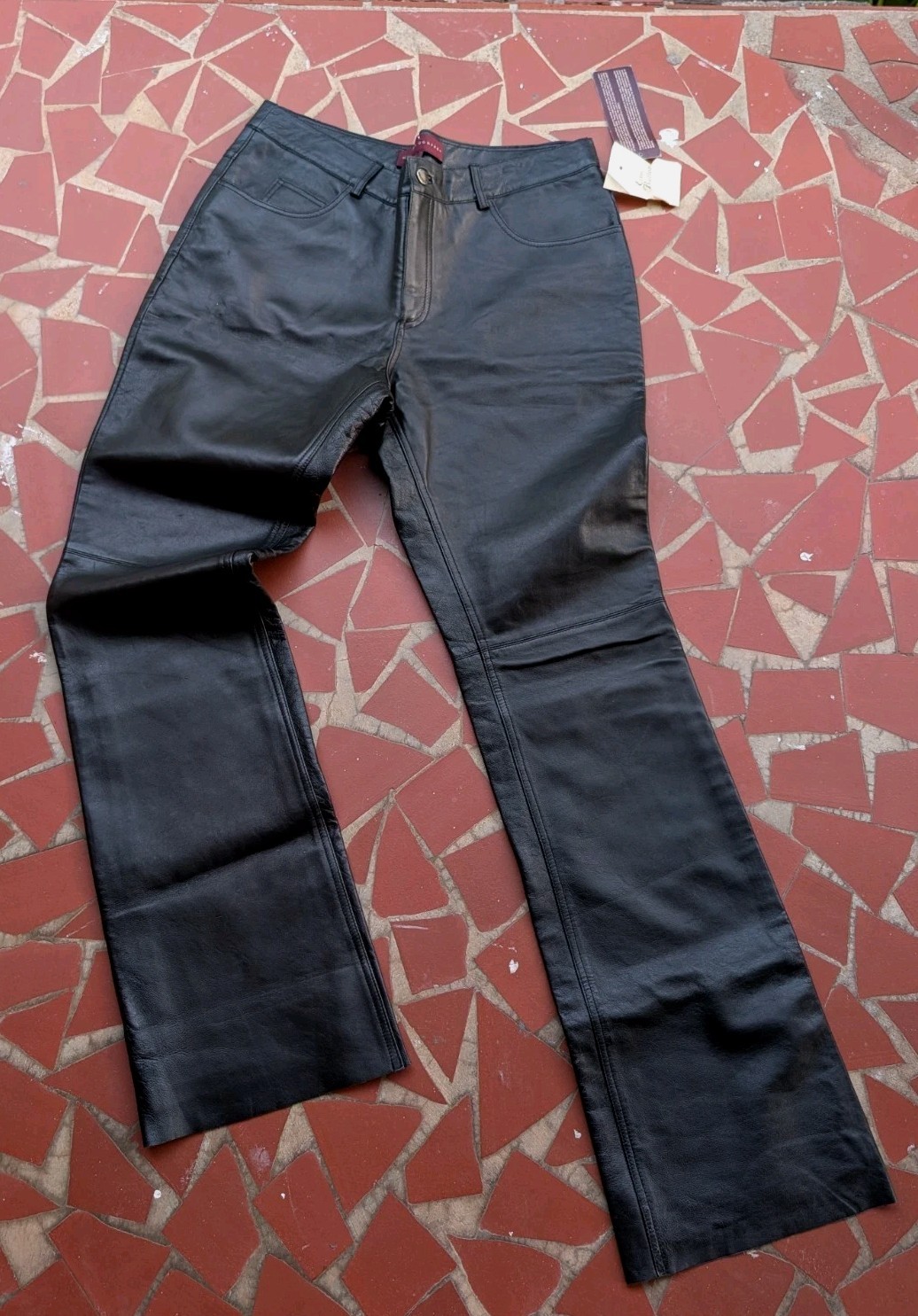 VTG Margaret Godfrey Black 100% Genuine Leather Bootcut Pants-Mid Rise-Sz 10