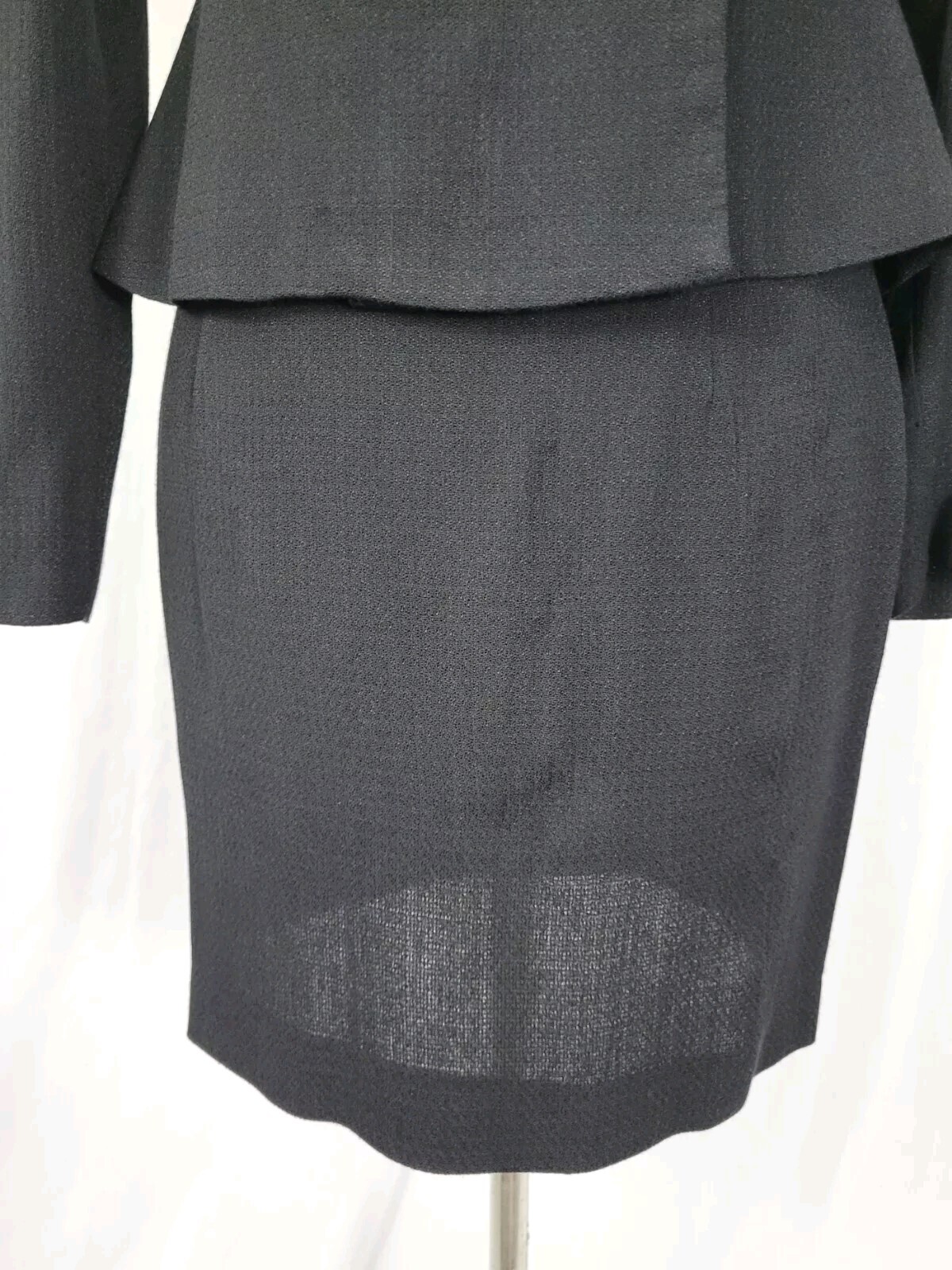 Vintage JSJ Petites Black & Tan 2-Piece Jacket & Skirt Set Size 8P