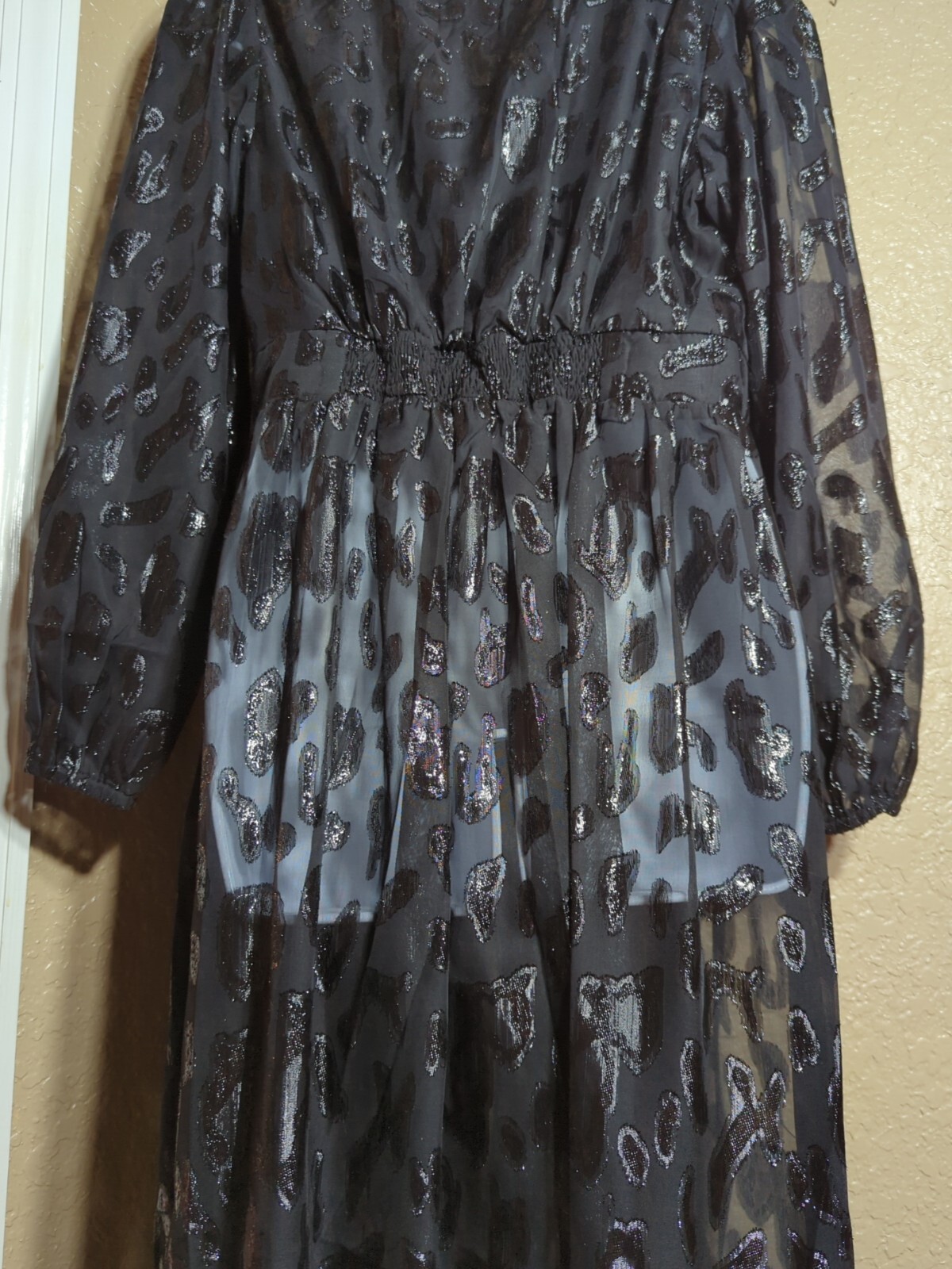 City Chic VTG Size 14 Juniors (Womens XS) Black MAXI Sheer Dress LongSlv Goth