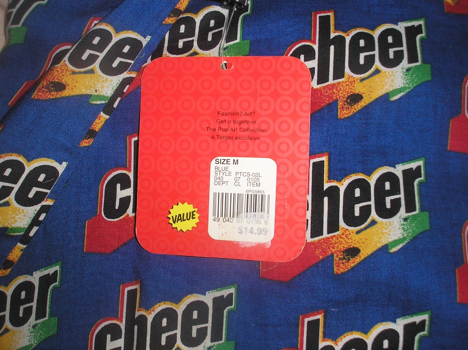 Vintage Cheer Detergent Target Pop Art Woman’s Size Med Short Sleeve Shirt