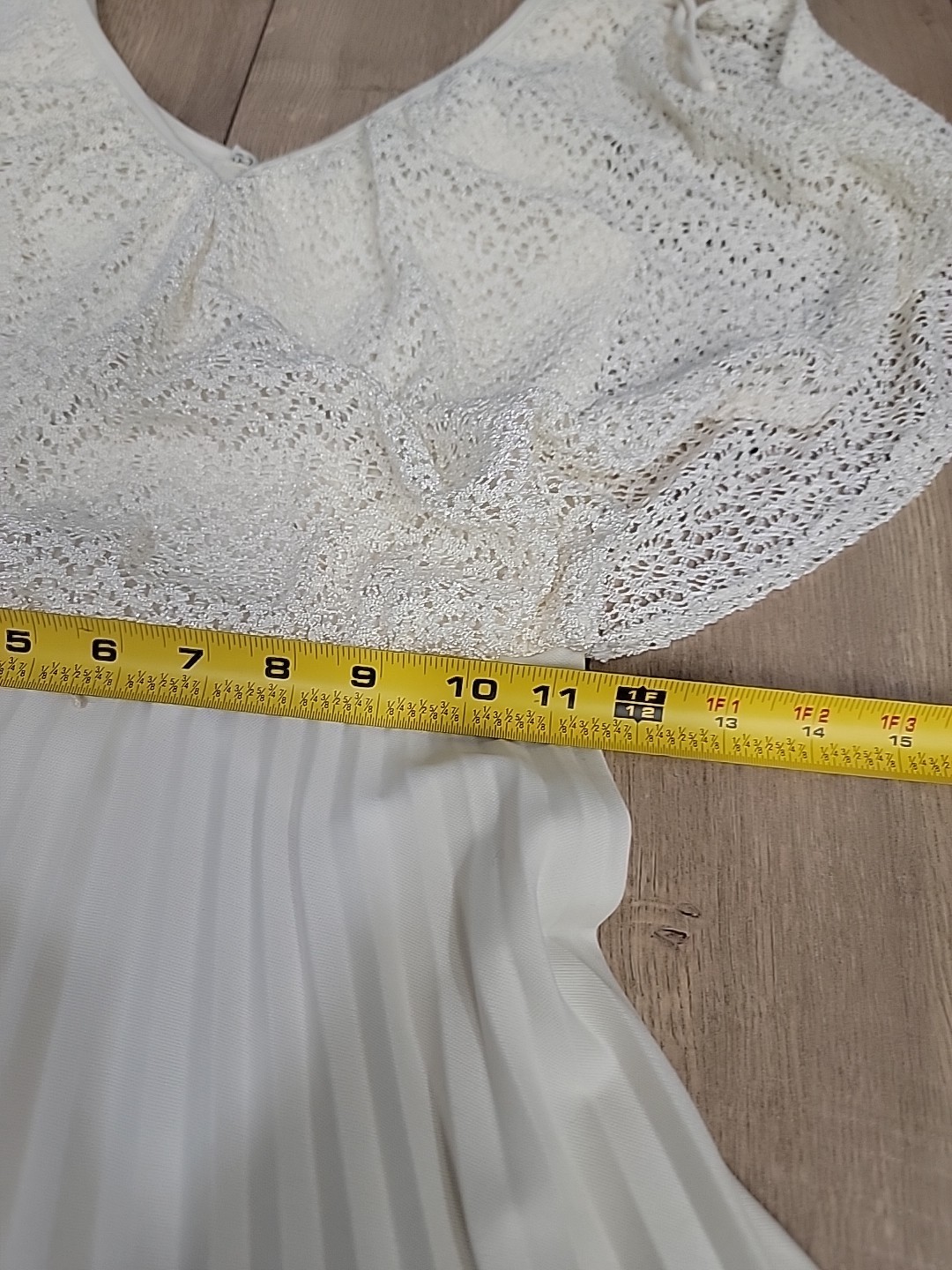 VTG HOSTESS/Ivory/Empire Waist/PLEATED/Wedding Beach DRESS/Cape Sleeve