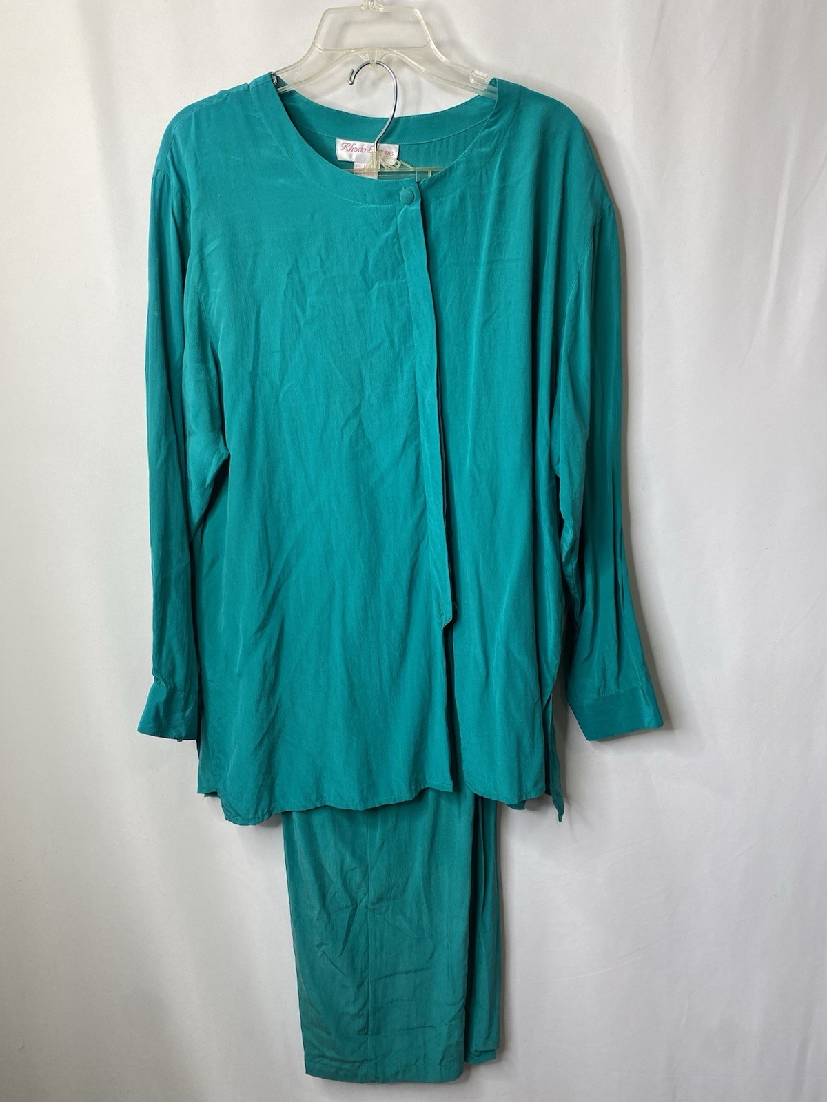 Vintage 80s Rhoda Lynne NWT 100% Silk 2 Piece Shirt/Pants Size Large Super Soft