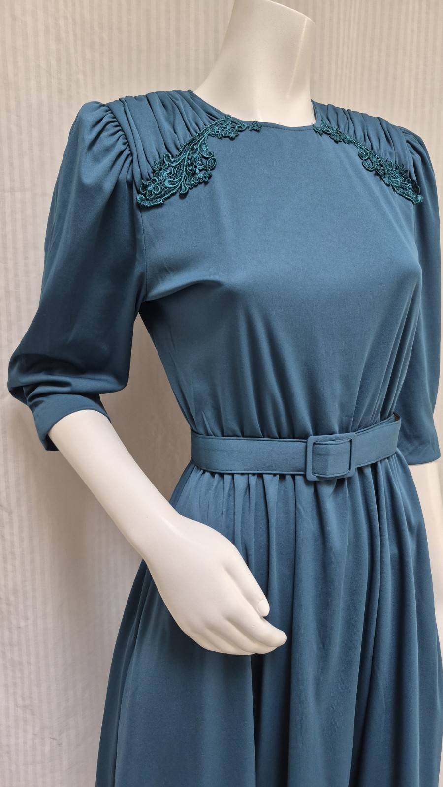 NWT Vintage 1980s TABBY CALIFORNIA Teal Dress with BELT – Size M